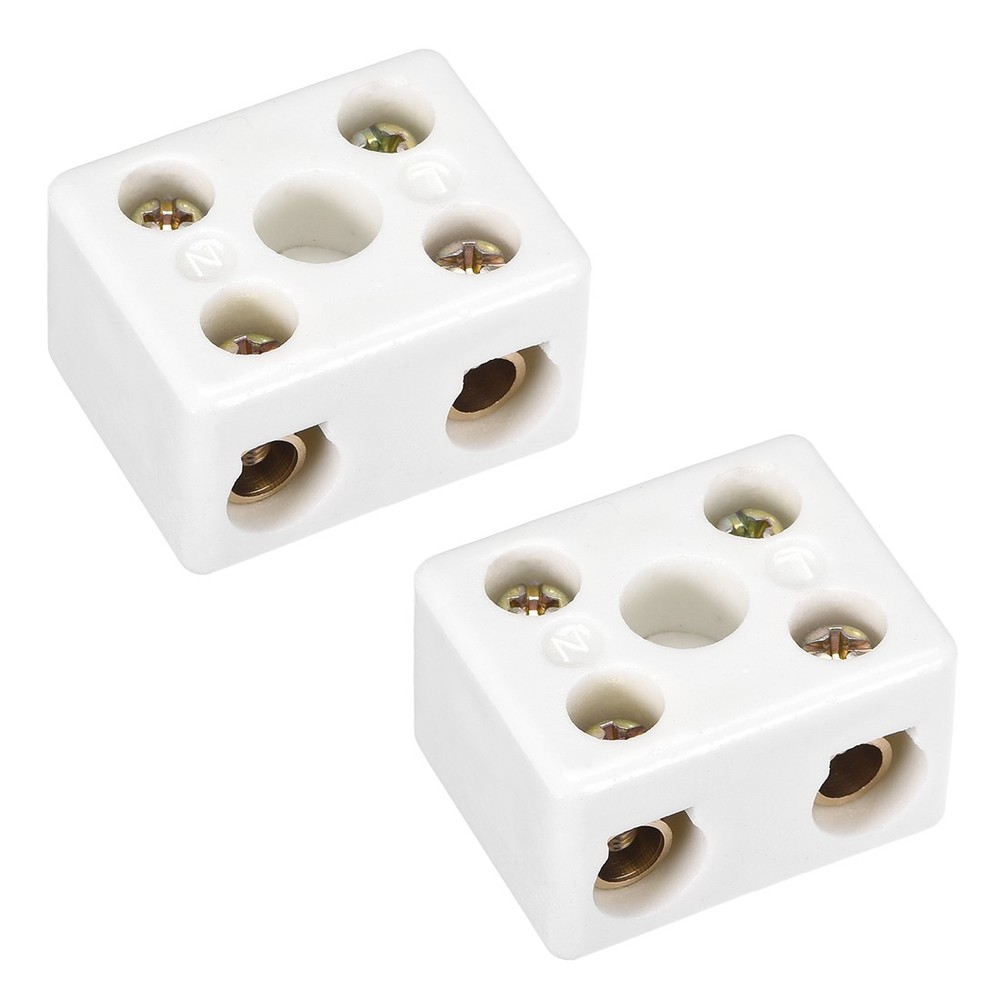 2 Way Ceramics Terminal Blocks High Temp Porcelain Connectors 39×31.5x23mm 2 X