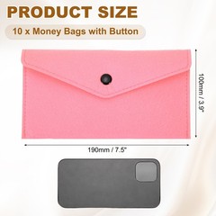 10Pcs Felt Money Bag, Felt Cellphone Sleeve Case Pouch Cash Bag, Pink