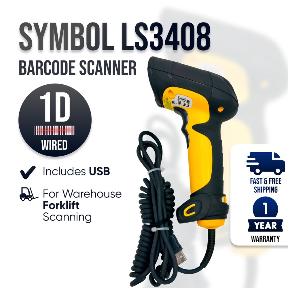 Motorola Symbol LS3408 Handheld Barcode Scanner w/USB Cord – 1 YEAR WARRANTY!⚡️