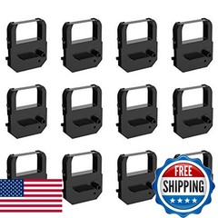 BIGGER Time Clock Ribbon Acroprint ES700 ES900 Lathem 1000E-7500E Black 12 Pack