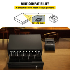 Cash Drawer 16&Prime; Cash Register POS System 3 Unlocking Ways RJ11/RJ12 Square