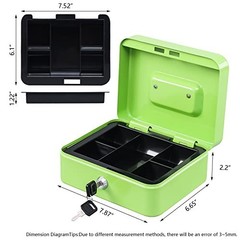 Medium Cash Box with Money Tray,Small Safe Lock Box with Key,Cash Draw