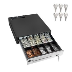 16inch Stainless Steel Front Heavy Duty Black POS Cash Drawer with 5Bill/5Coin
