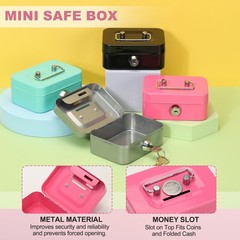 Mini Safe Box Cash Boxes Piggy Bank Mini Money Saving Boxes with Keys, Pink
