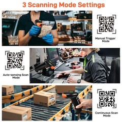 Wireless 2D QR & 1D Barcode Scanner Handheld Reader, CMOS 800×600, Plug & Play f