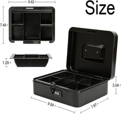 Decaller Large Cash Box with Combination Lock, Metal Money Box with Removable…