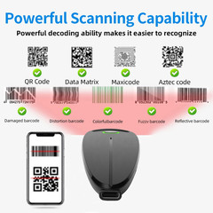 2D Barcode Scanner Mini 2.4G Wireless Bluetooth Handheld Portable 1D 2D QR Code