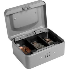 BARSKA 6 Inch Steel Compact Cash Box with Combination Lock in Grey CB11782