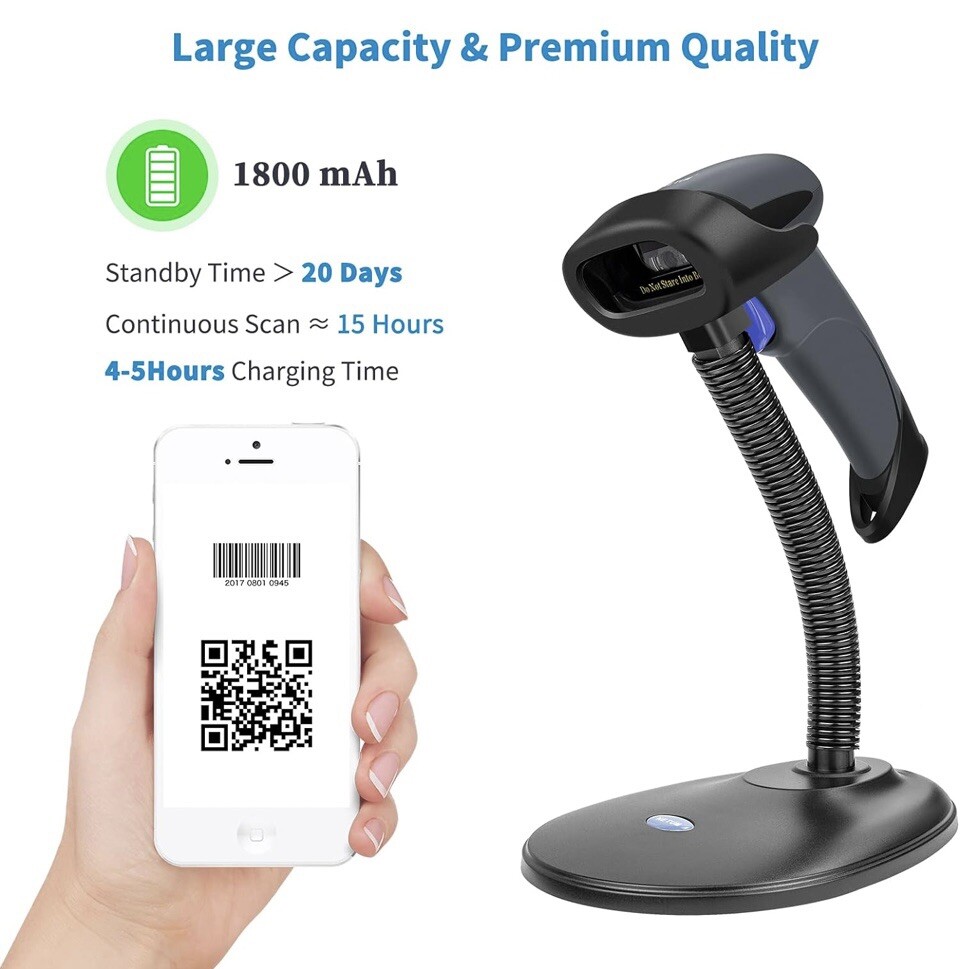 Open Box,NETUM Bluetooth 2D Barcode Scanner with Stand 2.4G Wireless & Bluetooth
