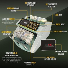 Efficient Cash Counting Machine with Automatic Modes and Large LED Display