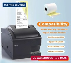 (32 Rolls) 2 Ply Carbonless Rolls 3&Prime; X 95 Feet White/Yellow Receipt Paper POS Ca
