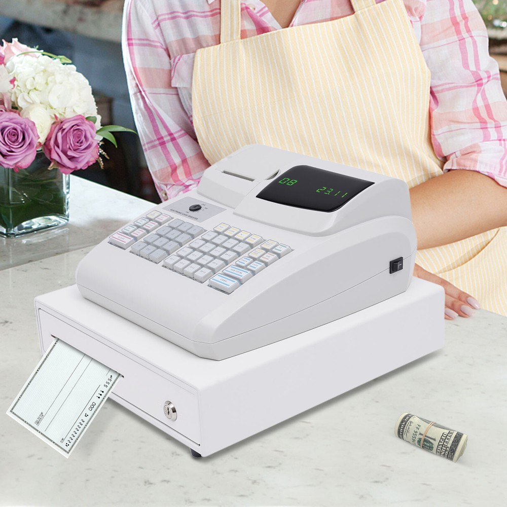 Electronic Cash Register Drawer W/Key Pos 6 Digits Led Display Restaurant Retail