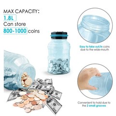 Digital Coin Counting Bank Money Jar 1.8L ABS Plastic US Coins