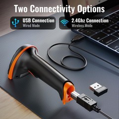 Tera 1D 2D QR Barcode Scanner Wireless and Wired with Orange, Orange