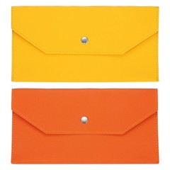 2Pcs PU Leather Envelope Wallet Money for Women MenYellow/Orange
