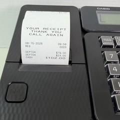Casio SM-T277 Cash Register W/ Thermal Print Unit Keys 6 Rolls Paper Tested