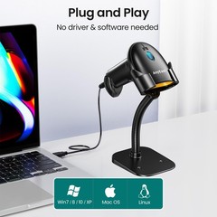 Yellow USB Wired 1D 2D QR Code Barcode Scanner Stand Computer POS MAC Reader