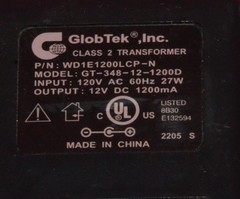 Lot of 4 GlobTek Class 2 Transformers 12 Volts DC Model GT-348-12-1200D.