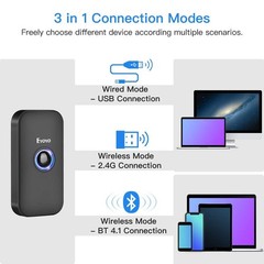 Eyoyo Mini 1D Bluetooth Barcode Scanner, 3-in-1 Bluetooth USB Wired 2.4G Wi…
