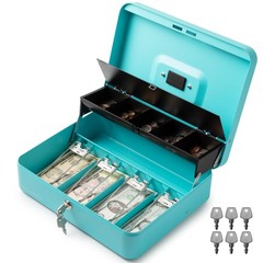 Large Cash Box with Key Lock, Metal Money Box for Cash, Portable Locking Safe…