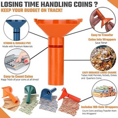 4 Coin Tubes Coin Counters & Coin Sorters Tubes Color-Coded Coin Tubes And 100