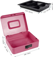 Large Cash Box with Combination Lock,Safe Metal Money Box with Money Tray for Se