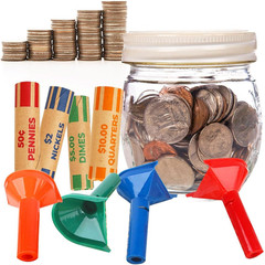Coin Sorter Tubes with Color Coded Coin Wrappers Set of 4 U S Coins Quarter Dime