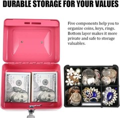 Chic Pink Money Box with Key Lock and Removable Tray – Perfect for Organizing