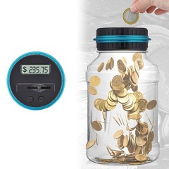 Electronic Digital LCD Coin Counter Counting Jar Money Saving Piggy Bank 1.8L JQ