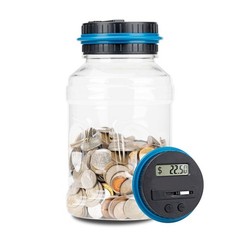 Electronic Digital LCD Coin Counter Counting Jar Money Saving Piggy Bank 1.8L JQ