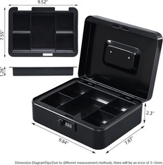 Durable Metal Cash Box with Removable Tray & Combination Lock – 9.84 »x7.87 »