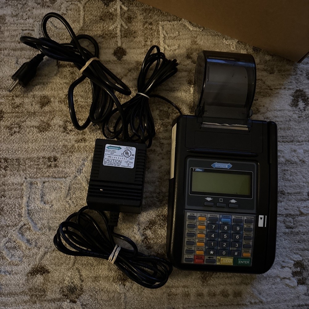 HYPERCOM T7Plus Credit Card Reader Terminal with Power Supply 010218-014 ZH