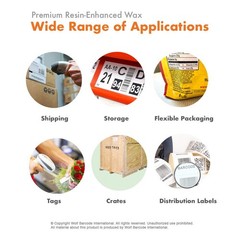 Wolfbarco 6 Rolls 4.33&Prime; x 243&prime; Resin Enhanced Wax Thermal Ribbon Zebra Printer