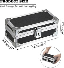 Cash Box with Lock, Aluminium Alloy Money Box for Cash Lockable Money Storage Bo