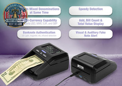 Counterfeit Money Detector Machine, Portable Counterfeit Bill Detector with LCD