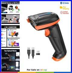 Wireless Barcode Scanner 1D Laser Cordless Handheld with USB Receiver 2.4Ghz