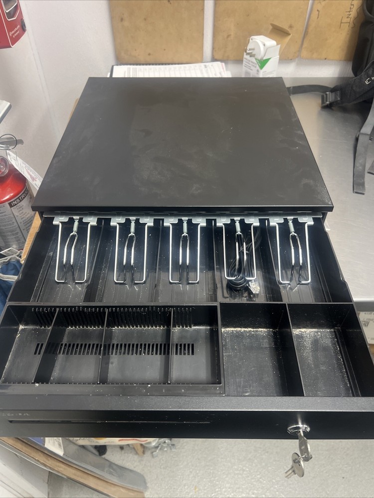 Volcora 500001 Black Electronic Auto Open Cash Register Drawer – With Keys
