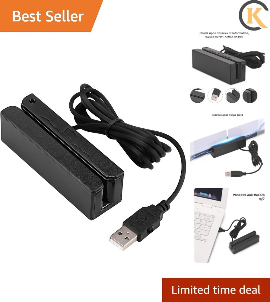 USB Swipe Magnetic Credit Card Reader 3 Tracks Mini Smart Card Reader