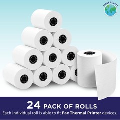 Thermal Receipt for Pax Terminal Printers by Planet | 24 Rolls | with A80 E60…