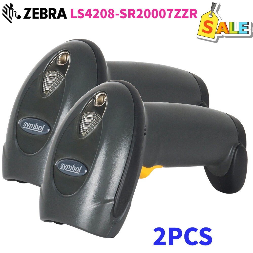 2PACK Zebra LS4208-SR20007ZZR 1D Handheld Barcode Scanner With USB Cable