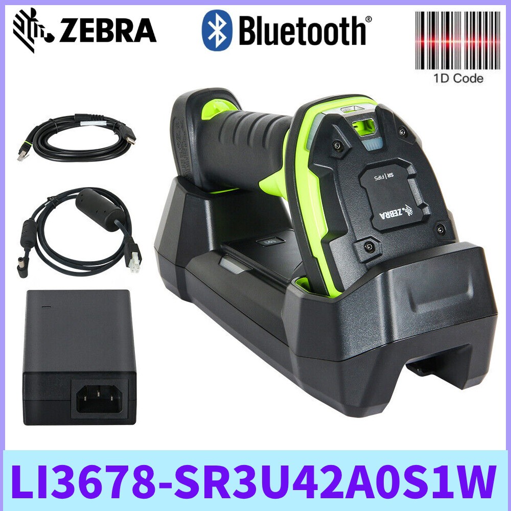Zebra LI3678-SR3U42A0S1W 1D Wireless Cordless Barcode Scanner USB Kit Cradle