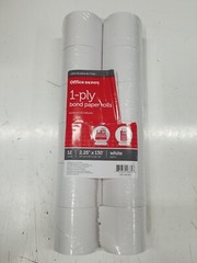 Office Depot Brand 1-Ply Paper Rolls, 2 1/4&Prime; x 130&prime;, Bright White, 12-Pack NEW