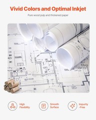 24&Prime; x 300ft CAD Bond Paper Plotter Roll 20lb Wide Format 2 Rolls 2&Prime; Core