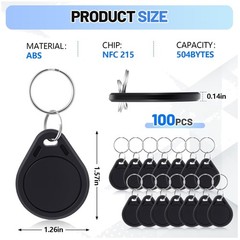 100 Pack NFC Tags Keychain Business Card Programmable