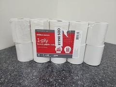 Office Depot Brand 1-Ply Bond Paper Rolls, 3&Prime; x 128&prime;, White, Pack Of 10