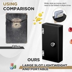 1 Pack Casino Money Box With Key Acrylic Money Bank Secure Cash Lockbox Black