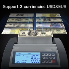 Money Counter Machine Pro 2.0 Dual-Motor, Dollar Euro MT/UV/MG/IR/DD/DBL/HLF/CHN