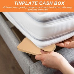 Small Cash Box, 3 Pcs Money Holder Metal Tin Box Cash Tray Organizer, Rose Gold