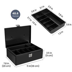 Cash Box with Money Tray and Lock – Cash Storage with Secure Latch Lock & Key