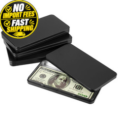 Hipiwe Metal Rectangular Cash Box with Lid – 4 Packs Currency Small, Black